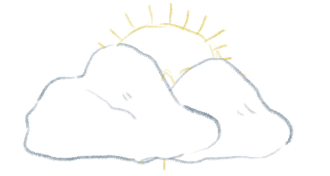 En animation som visar en glad sol